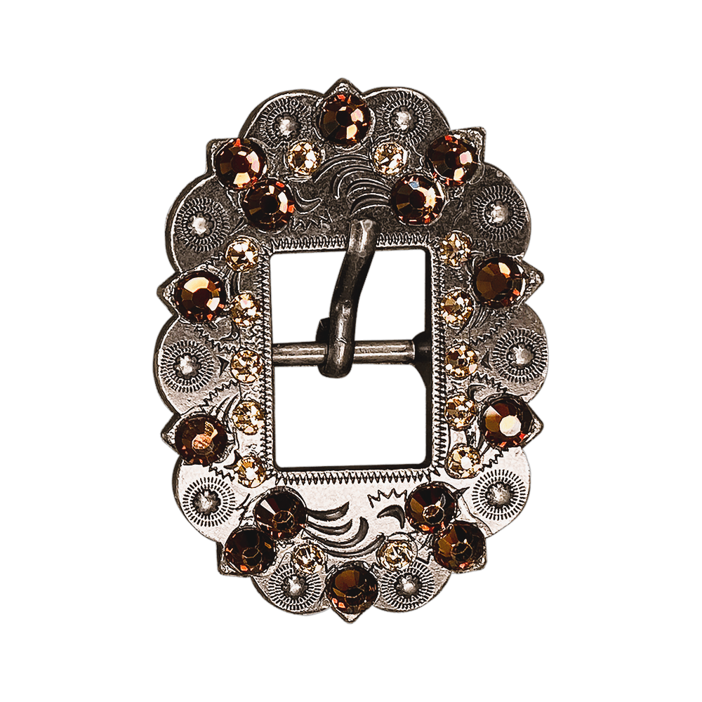 Topaz & Champagne Antique Silver European Crystal Cart Buckle