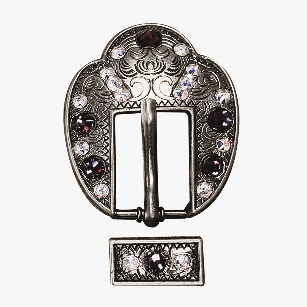 Amethyst & AB Antique Silver European Crystal Fancy Buckle