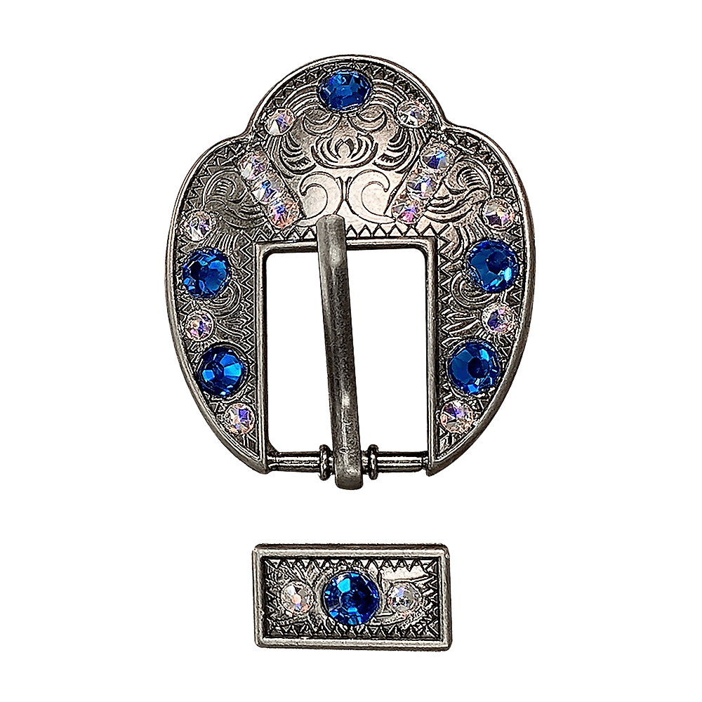 Capri & AB Antique Silver European Crystal Fancy Buckle