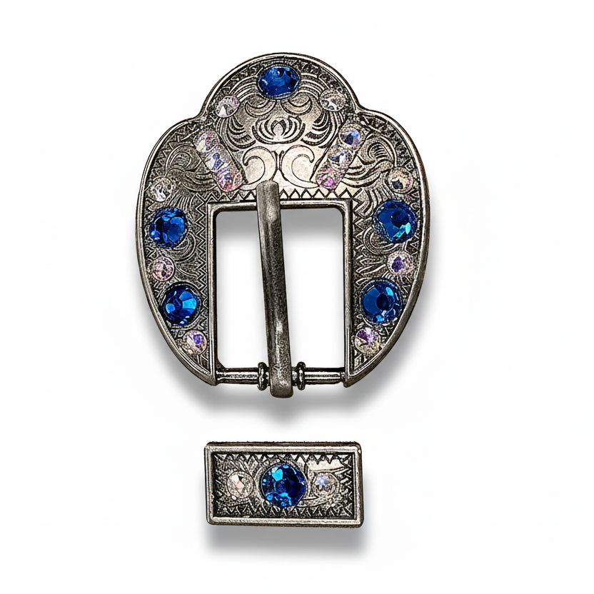 Antique Silver Capri - AB Crystal Conchos | Sizes 1"- 3" | Buckles | Saddle Set | Leather Rosettes | Slide — view 9