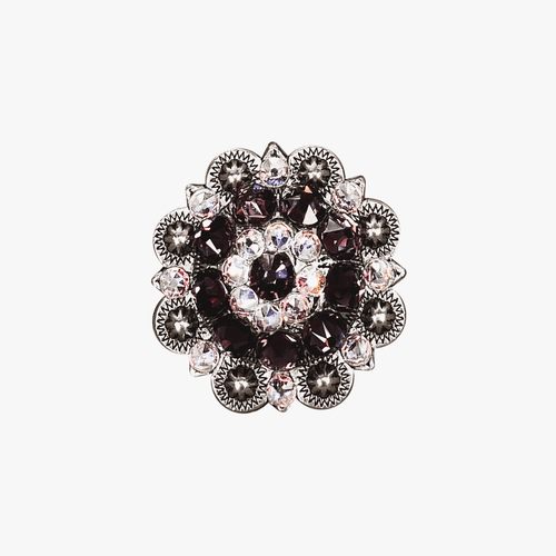 Amethyst & AB Antique Silver 1.5" European Crystal Concho