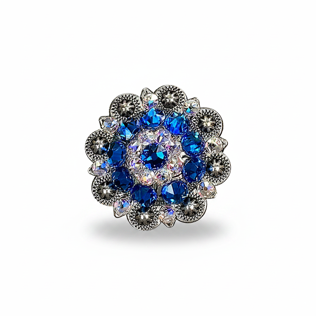 Antique Silver Capri - AB Crystal Conchos | Sizes 1"- 3" | Buckles | Saddle Set | Leather Rosettes | Slide — view 2