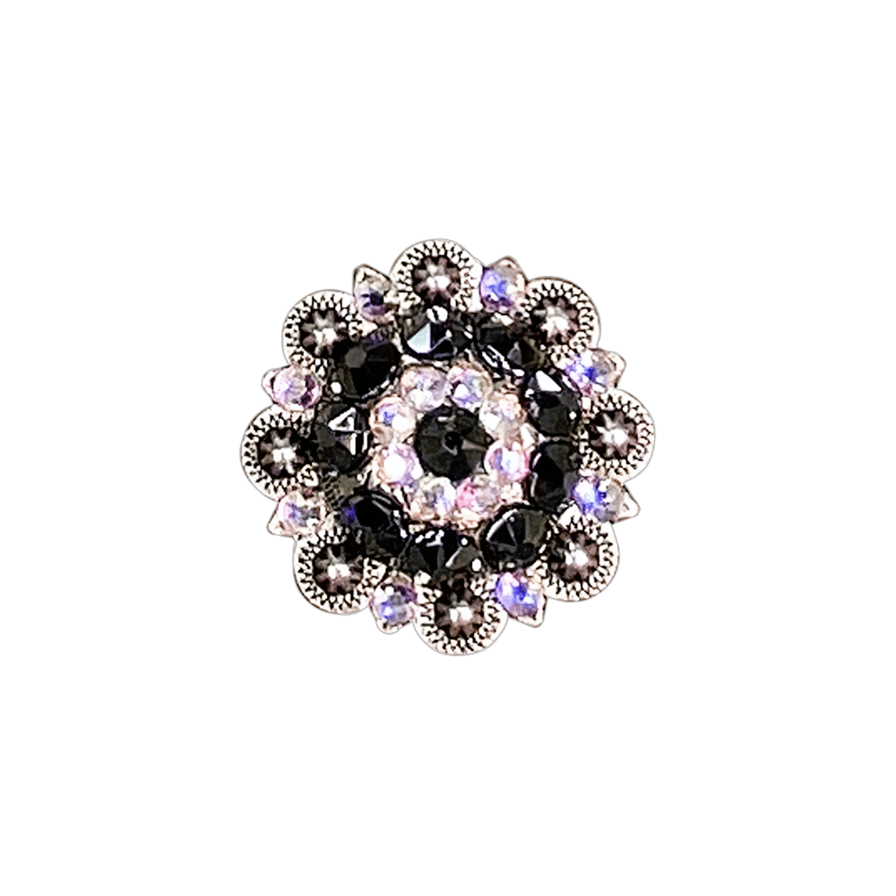 Jet & AB Antique Silver 1.5" European Crystal Concho