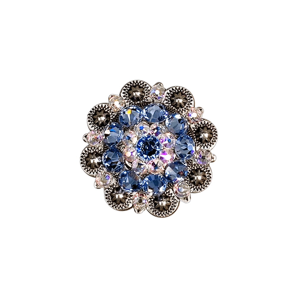 Light Sapphire & AB Antique Silver 1.5" European Crystal Concho