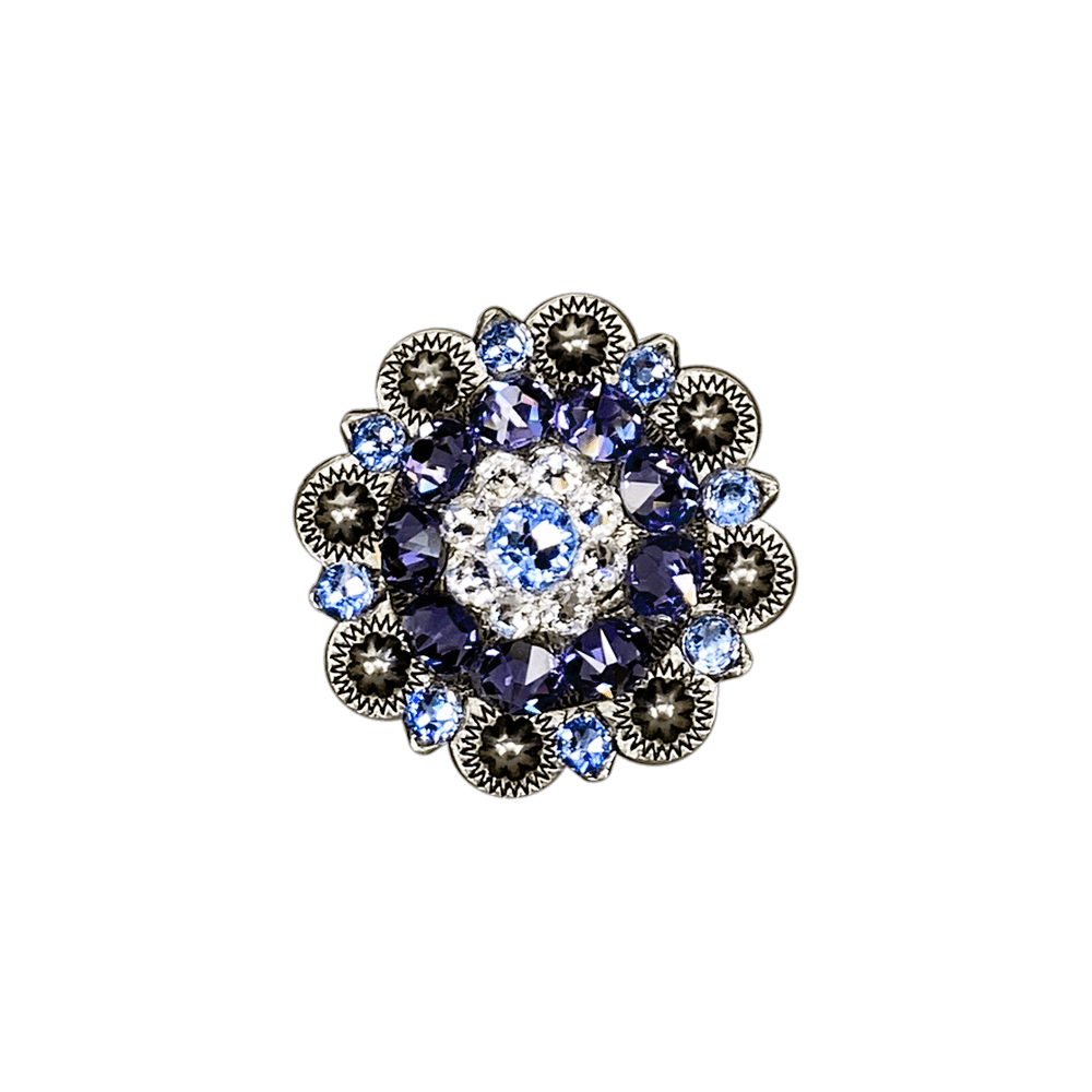 Light Sapphire Clear & Lilac Antique Silver 1.5" European Crystal Concho