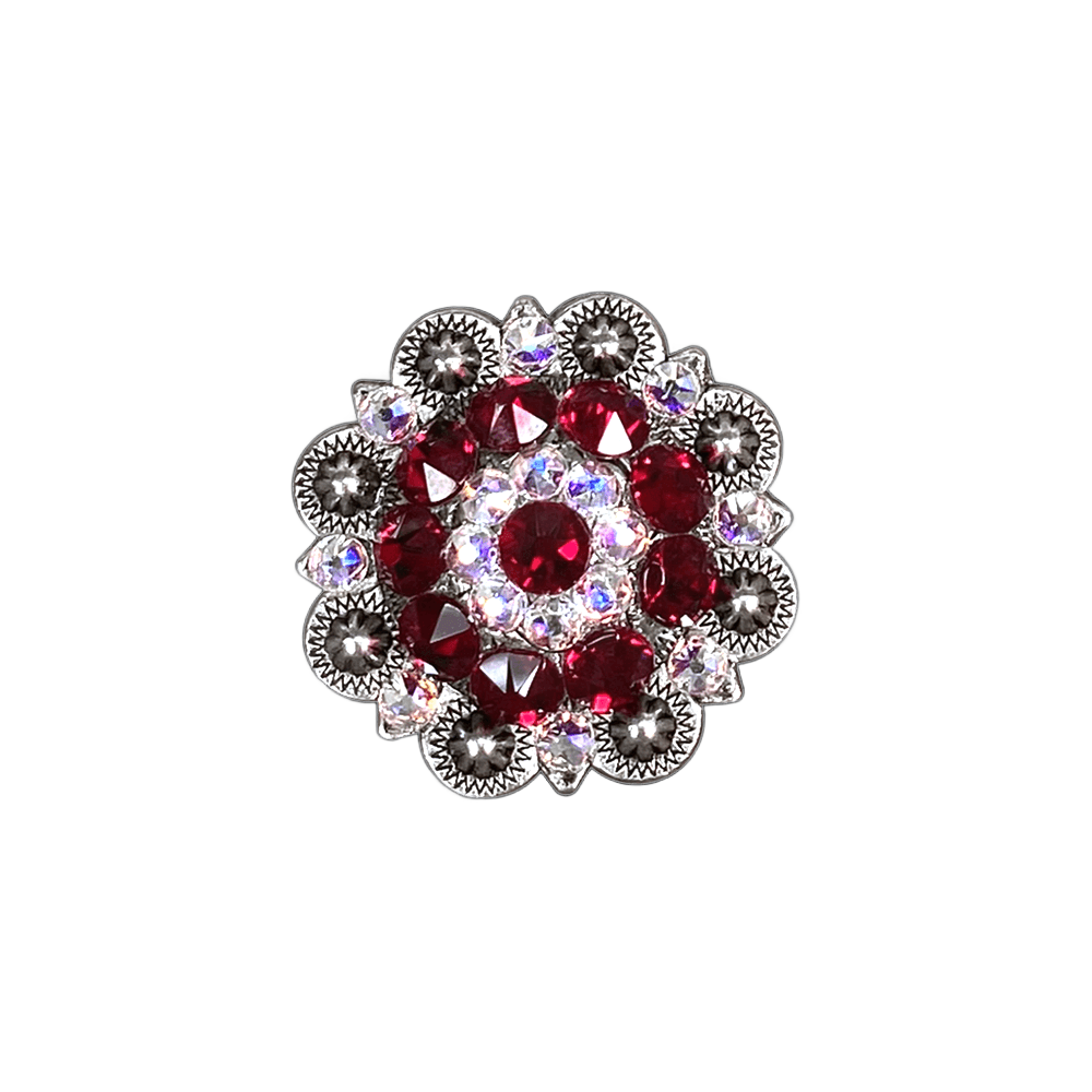 Red & AB Antique Silver 1.5" European Crystal Concho