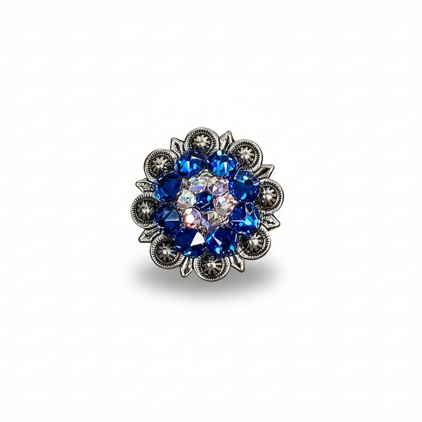 Antique Silver Capri - AB Crystal Conchos | Sizes 1"- 3" | Buckles | Saddle Set | Leather Rosettes | Slide — view 4
