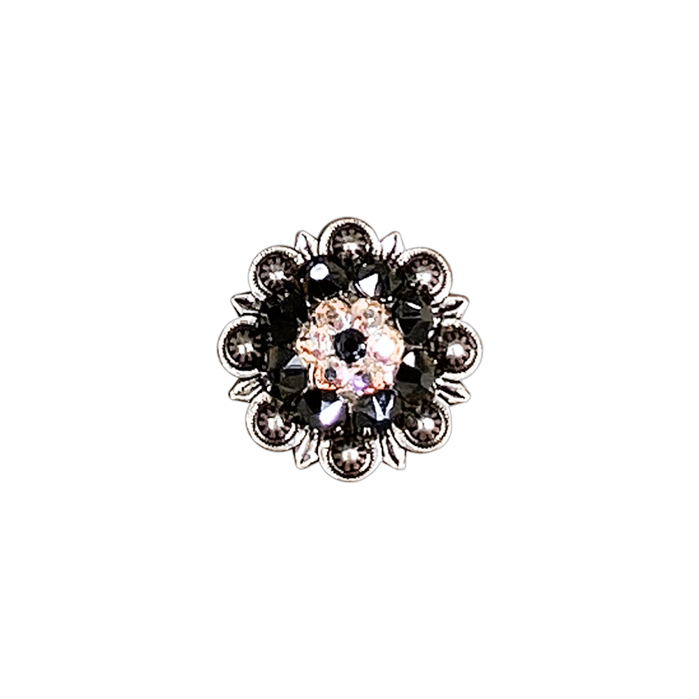 Jet & AB Antique Silver 1.25" European Crystal Concho