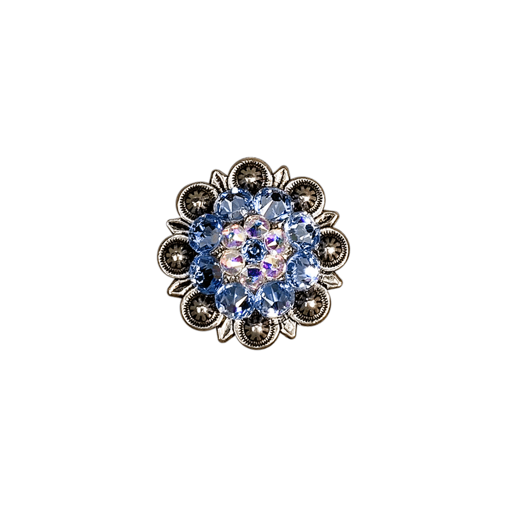 Light Sapphire & AB Antique Silver 1.25" European Crystal Concho