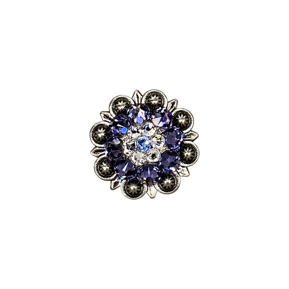 Light Sapphire Clear & Lilac Antique Silver 1.25" European Crystal Concho