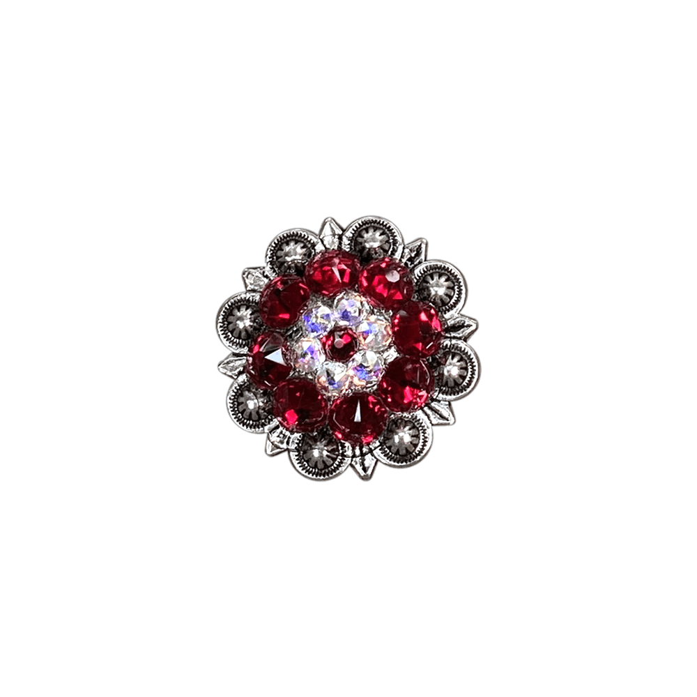 Red & AB Antique Silver 1.25" European Crystal Concho