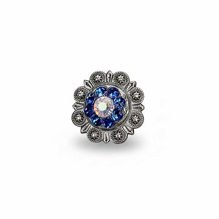 Antique Silver Capri - AB Crystal Conchos | Sizes 1"- 3" | Buckles | Saddle Set | Leather Rosettes | Slide — view 3