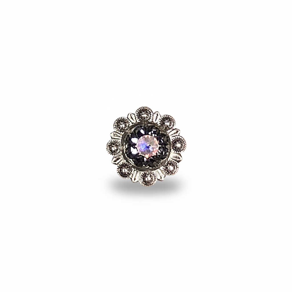 Antique Silver Jet - AB Crystal Conchos | Sizes 1"- 3" | Buckles | Saddle Set | Leather Rosettes | Slide — view 3
