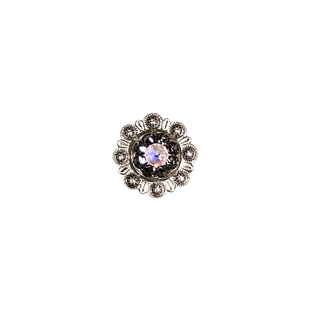 Jet & AB Antique Silver 1" European Crystal Concho