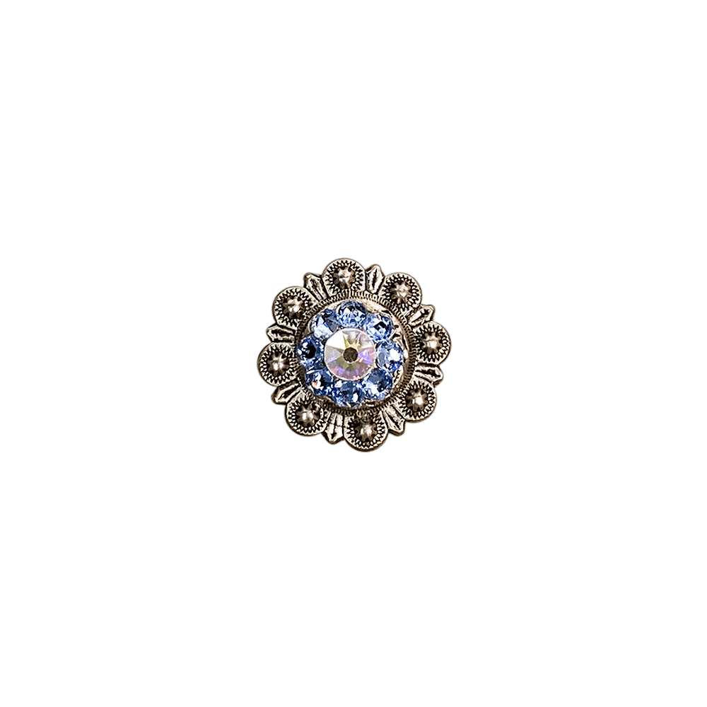 Light Sapphire & AB Antique Silver 1" European Crystal Concho