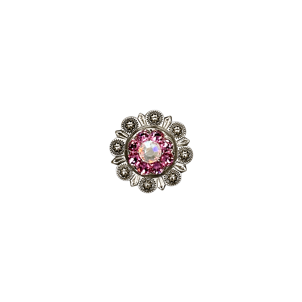 Pink & AB Antique Silver 1" European Crystal Concho
