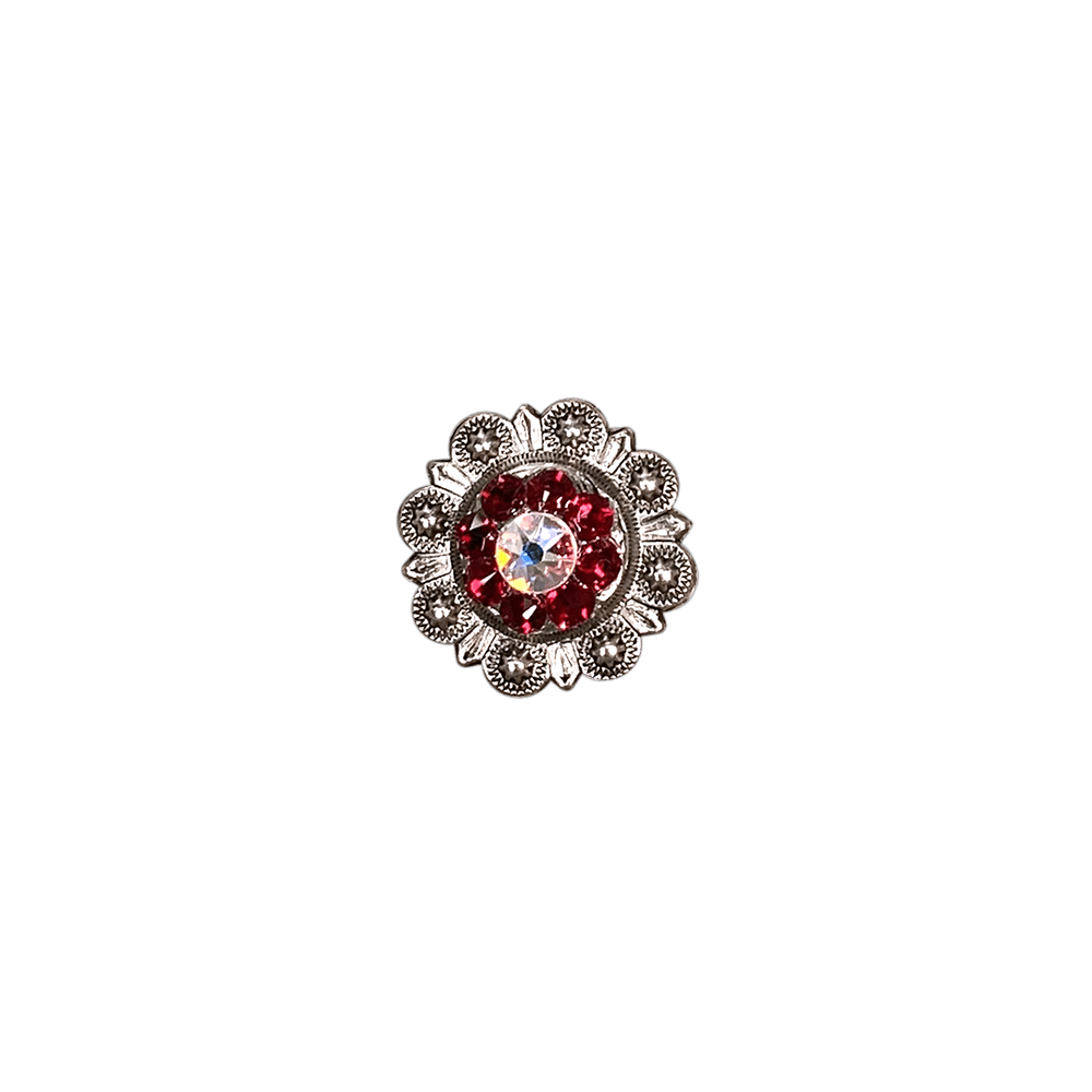 Red & AB Antique Silver 1" European Crystal Concho