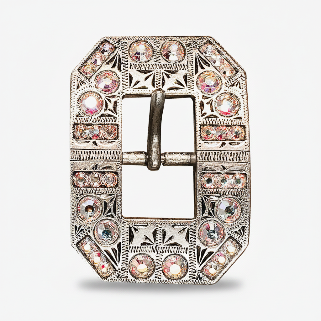 Antique Silver AB Crystal Conchos | Sizes 1"- 3" | Buckles | Saddle Set | Leather Rosettes | Slide — view 8
