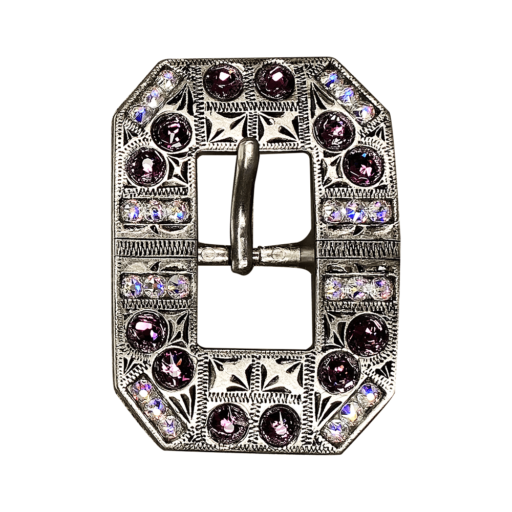 Amethyst & AB Antique Silver European Crystal Square Cart Buckle