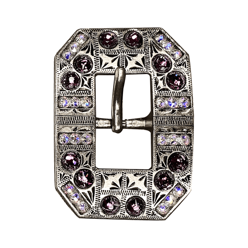 Amethyst & AB Antique Silver European Crystal Square Cart Buckle
