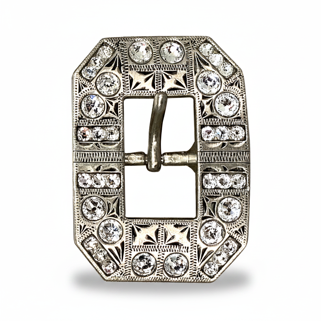 Antique Silver Clear Crystal Conchos | Sizes 1"- 3" | Buckles | Saddle Set | Leather Rosettes | Slide — view 8