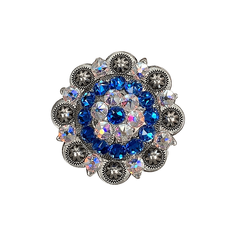 Capri & AB Antique Silver 2" European Crystal Concho