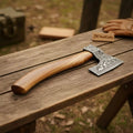 Hand-Forged Damascus Bearded Bushcraft Hatchet with Hardwood Handle