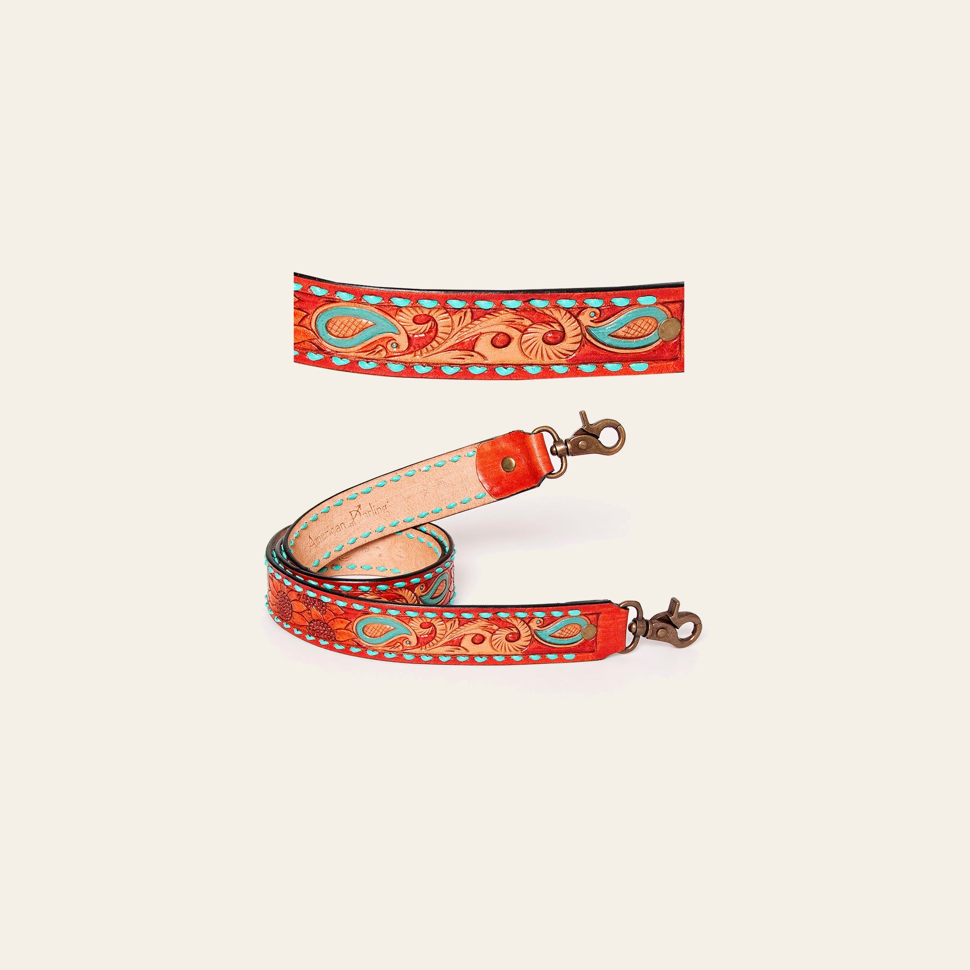 American Darling ADSTF159A Hand Tooled Genuine Leather Crossbody Handle Strap For Bags
