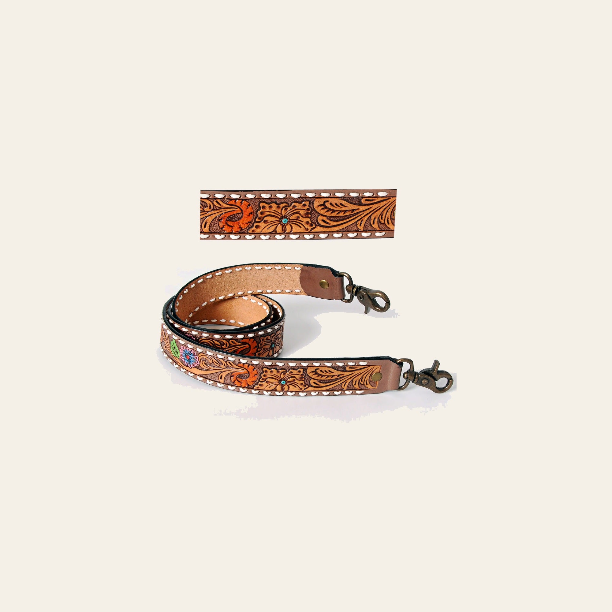 American Darling ADSTF162 Hand Tooled Genuine Leather Crossbody Handle Strap For Bags