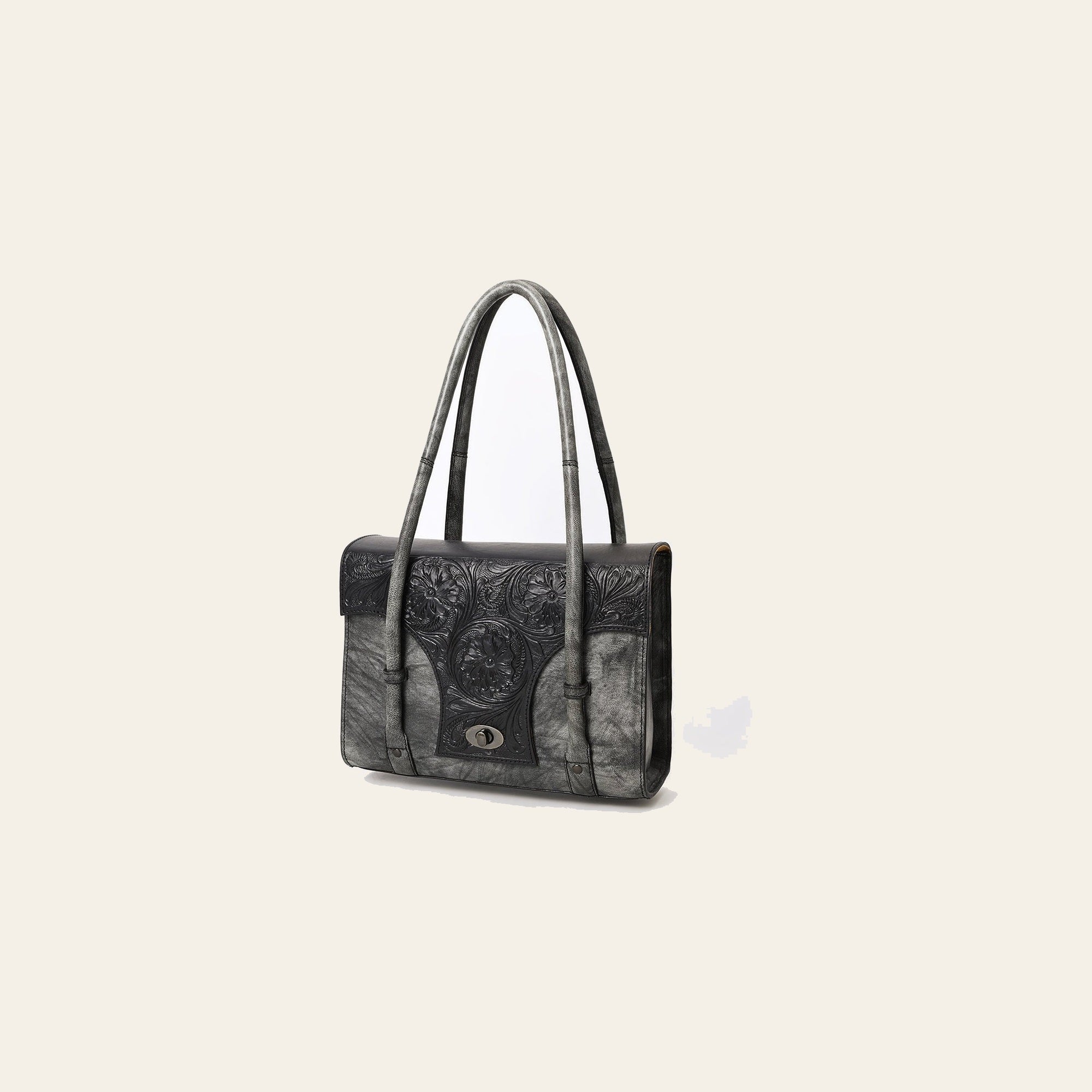 American Darling Briefcase Hand Tooled Hair-on Genuine Leather