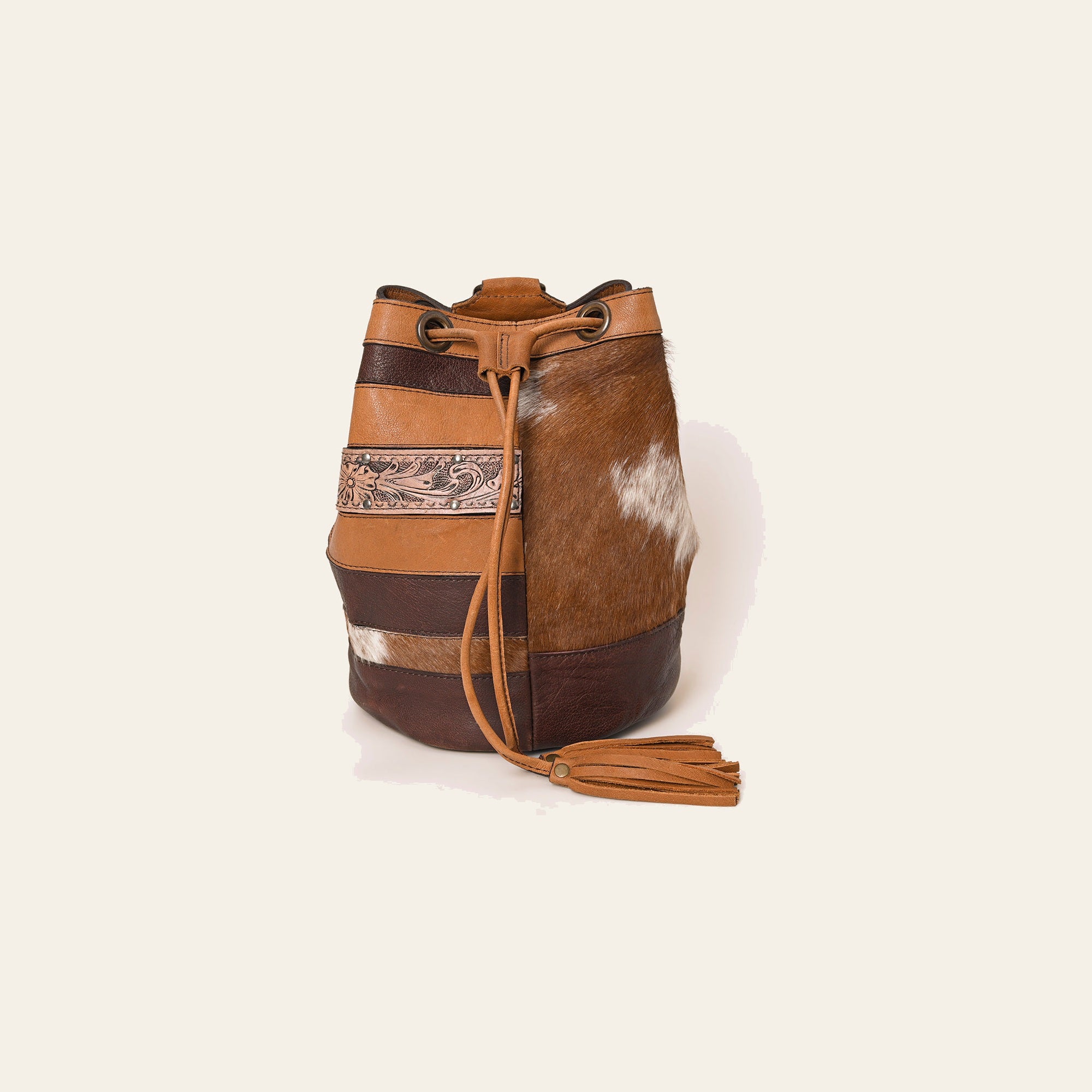 American Darling Bucket Hand Tooled Hair-On Genuine Leather