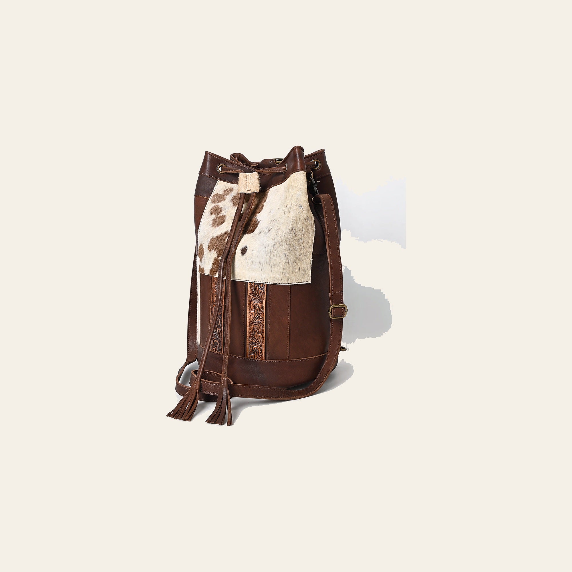 American Darling Bucket Hand tooled Hair-On Genuine Leather Weaved