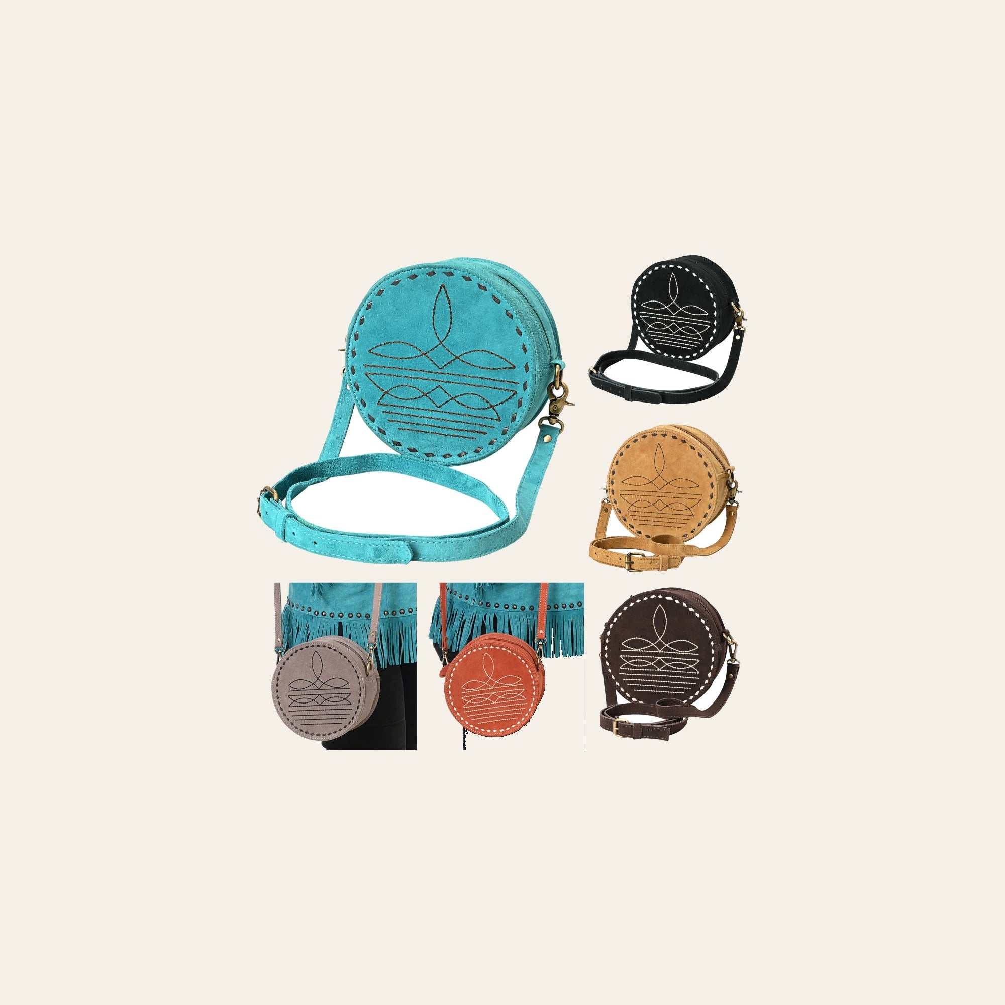 American Darling Canteen Genuine Suede Leather