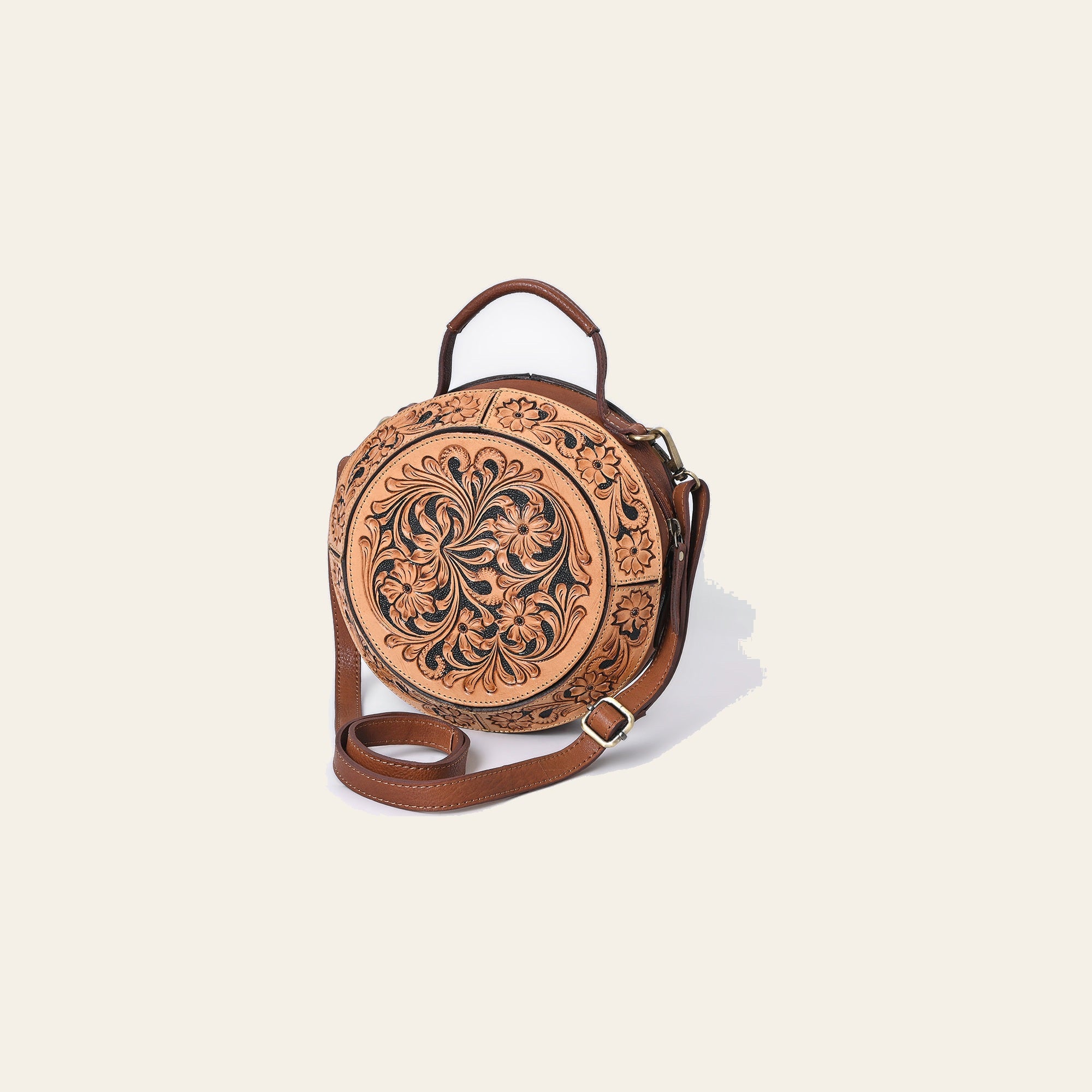 American Darling Canteen Hand Tooled Genuine Leather