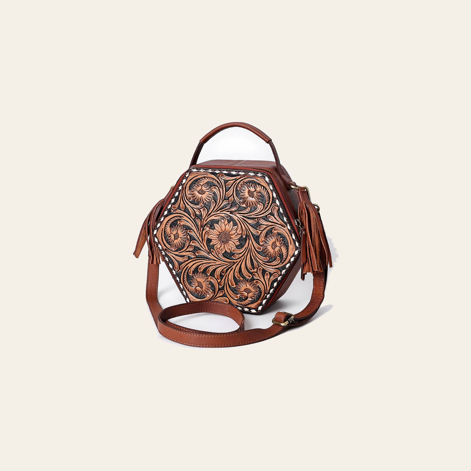 American Darling Canteen Hand Tooled Genuine Leather
