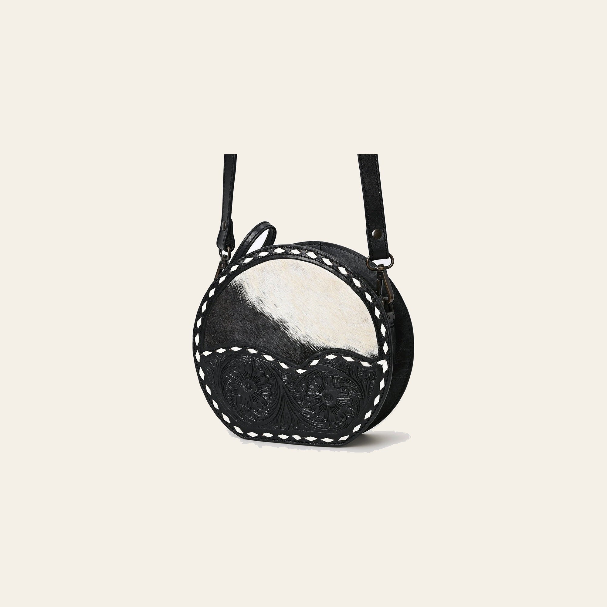 American Darling Canteen Hand Tooled Hair-on Genuine Leather