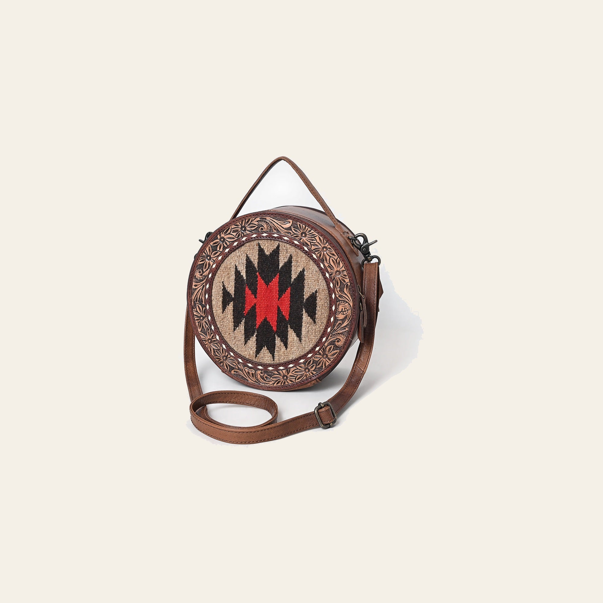 American Darling Canteen Saddle Blanket Hand Tooled Genuine Leather