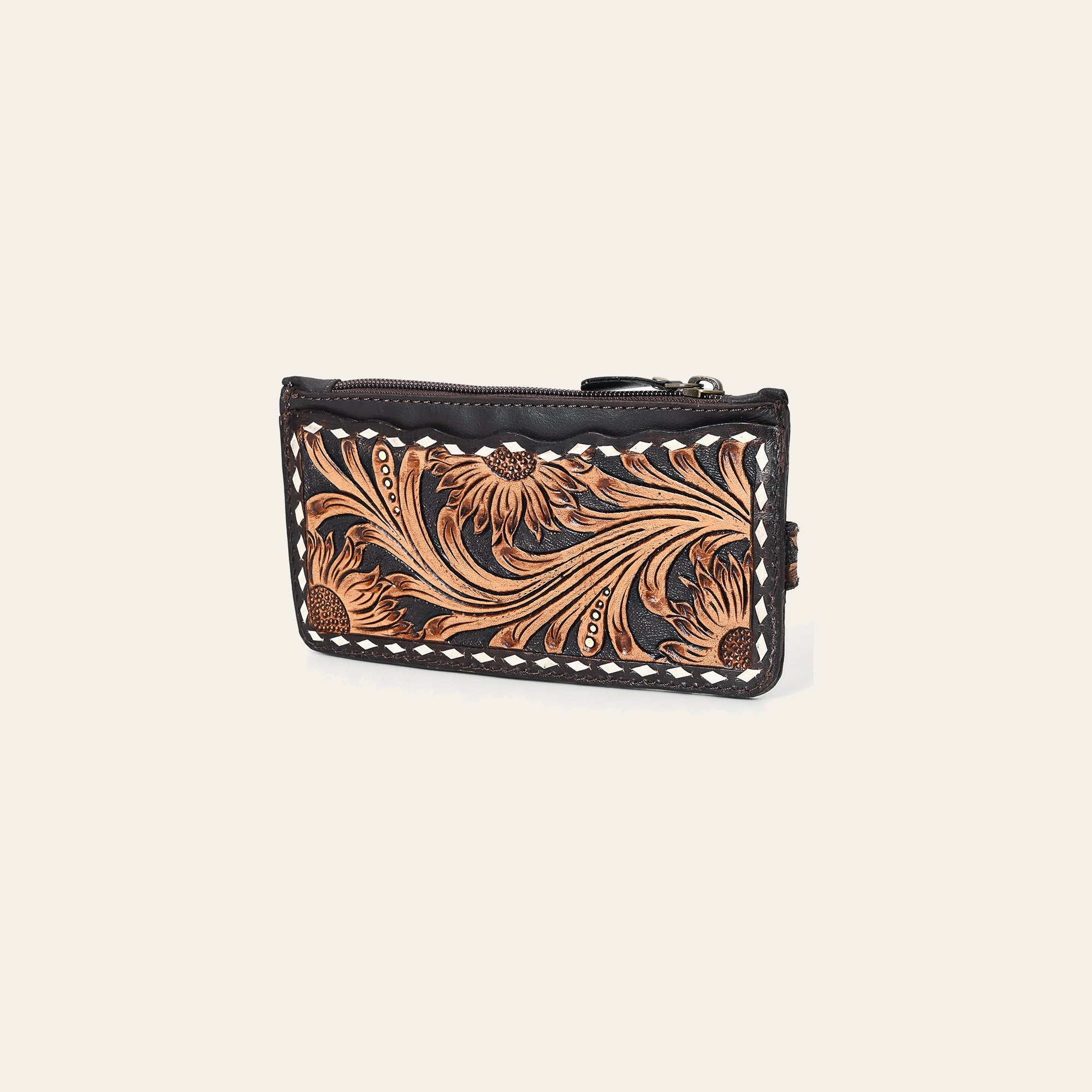 American Darling Card Holder Hand Tooled Genuine Leather
