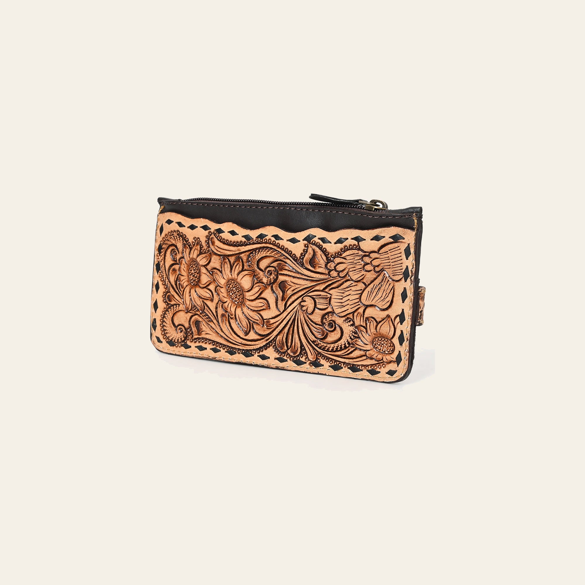 American Darling Card Holder Hand Tooled Genuine Leather