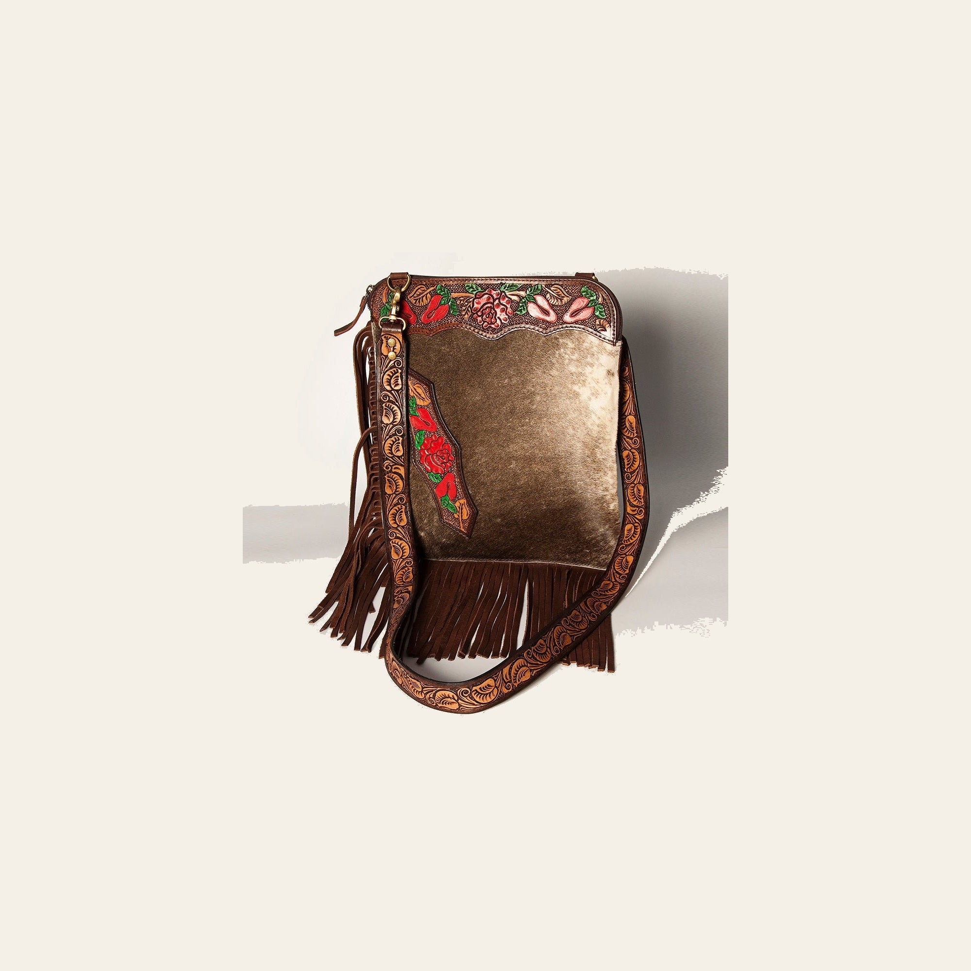 American Darling Chaps Bag Hand Tooled Hair-On Genuine Leather