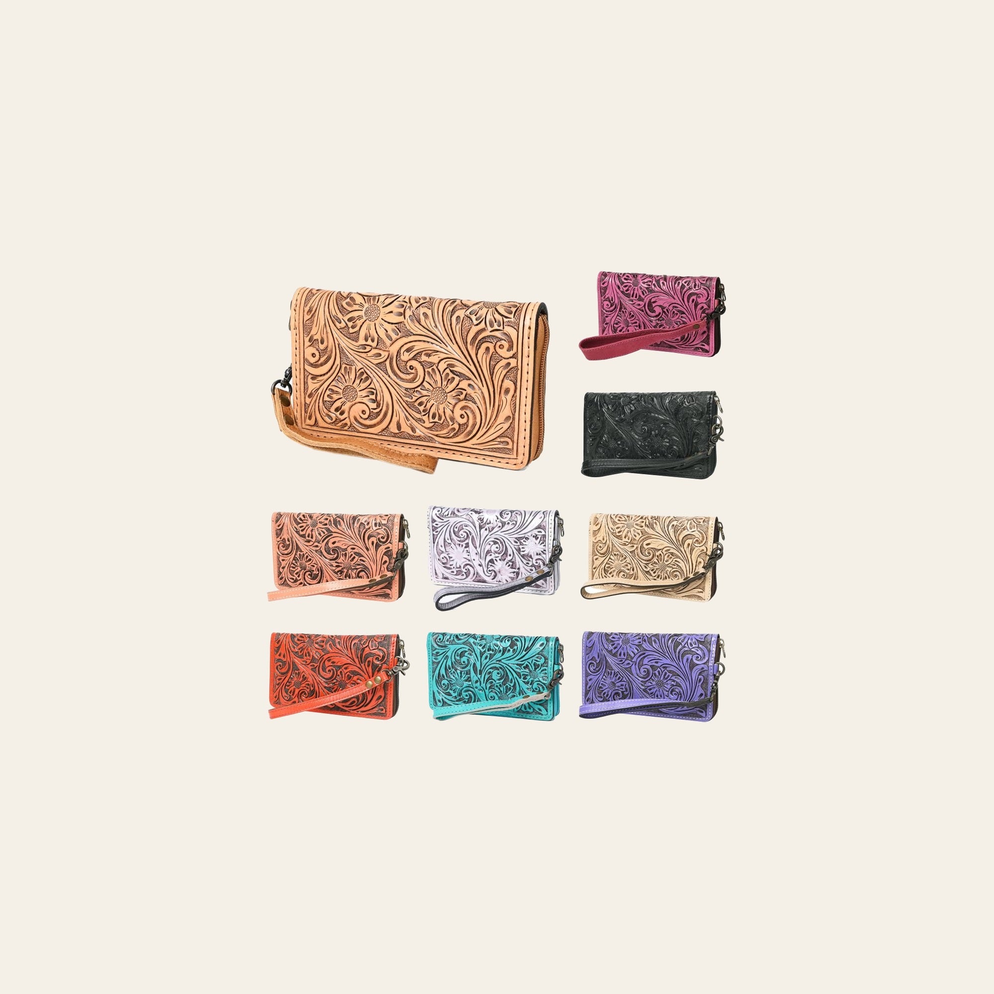 American Darling Clutch Hand Tooled Genuine Leather