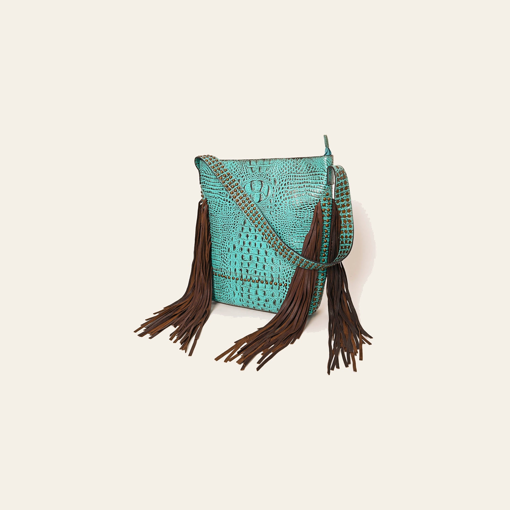 American Darling Crocodile-Embossed Leather Hobo Bag