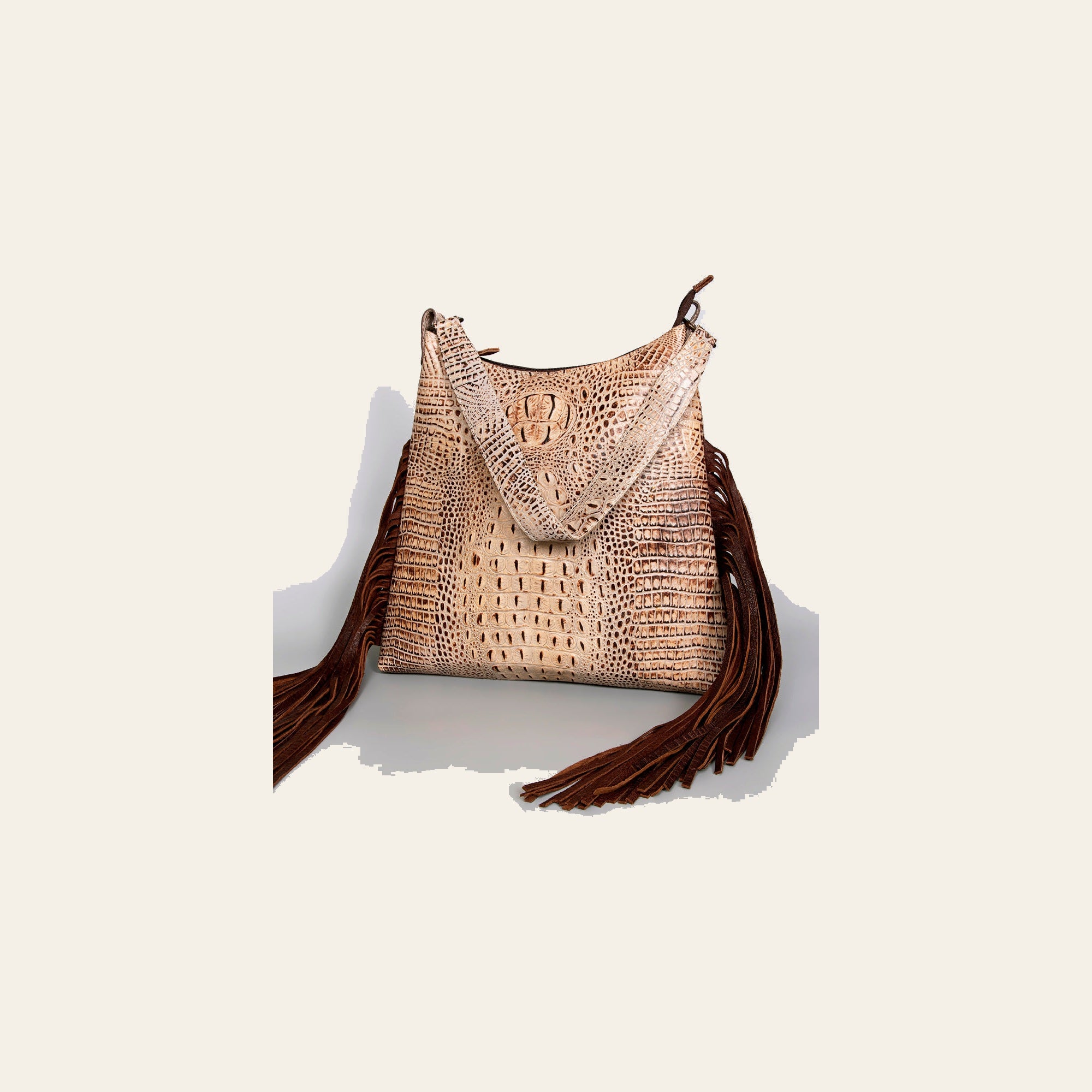 American Darling Crocodile Embossed Genuine Leather Hobo Bag