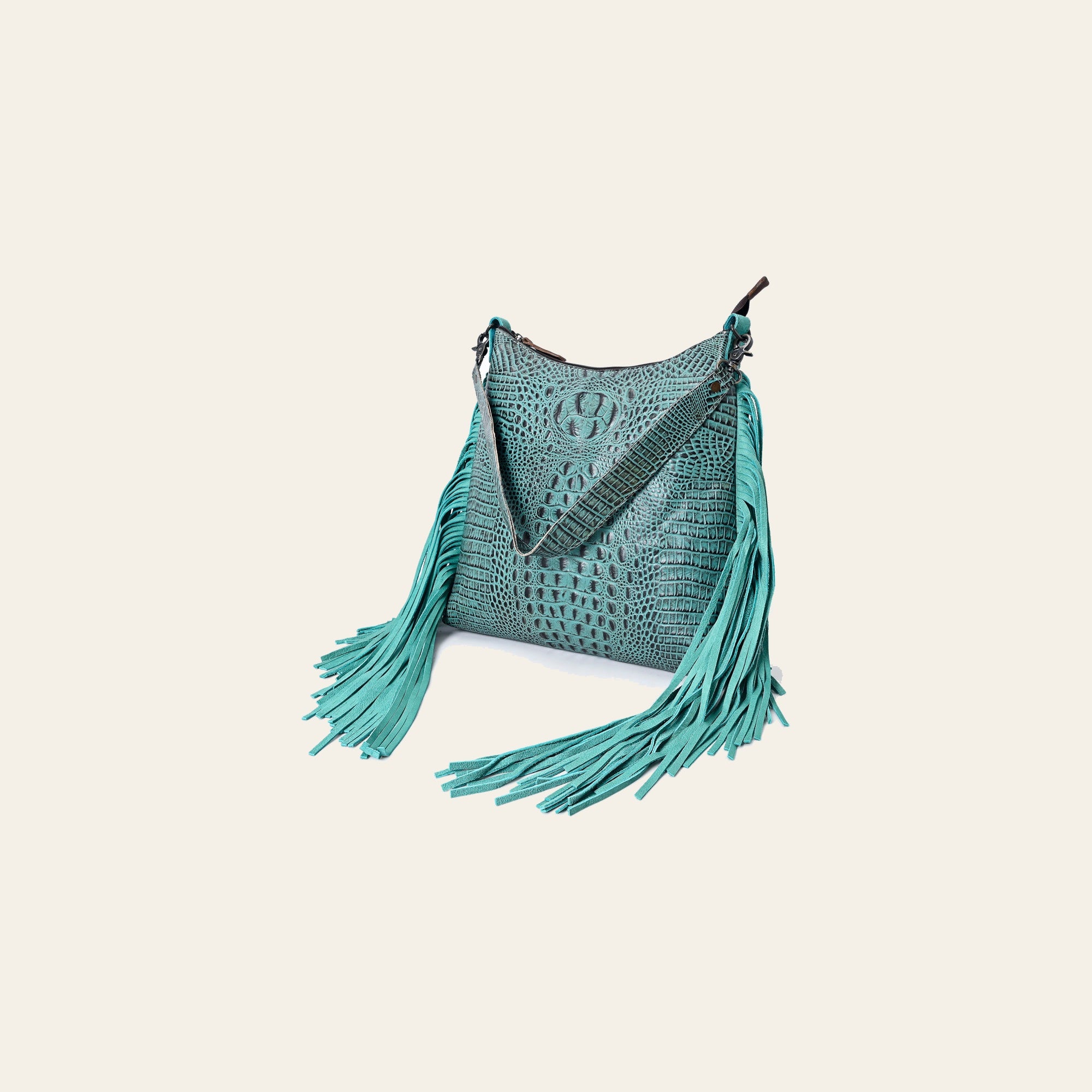 American Darling Crocodile Embossed Genuine Leather Hobo Bag