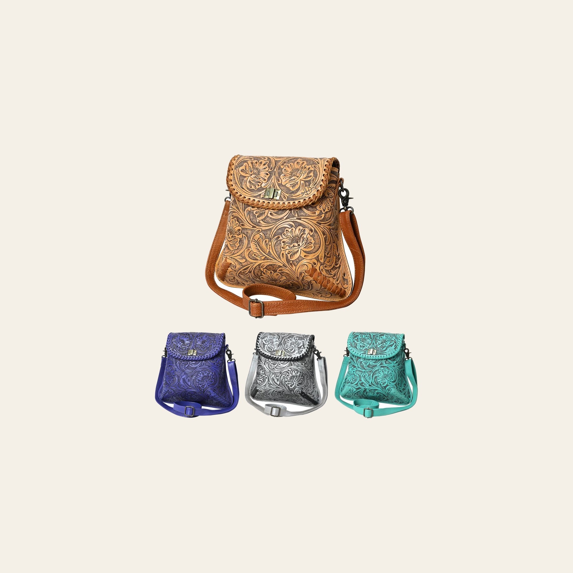 American Darling Crossbody Hand Tooled Genuine Leather