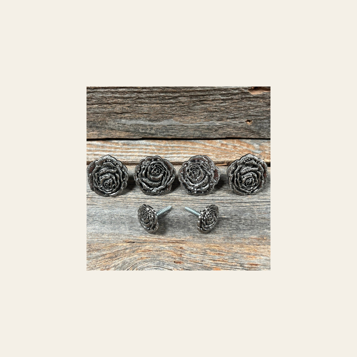 Antique Silver Rose Saddle Set SSW108 on a warm cream background