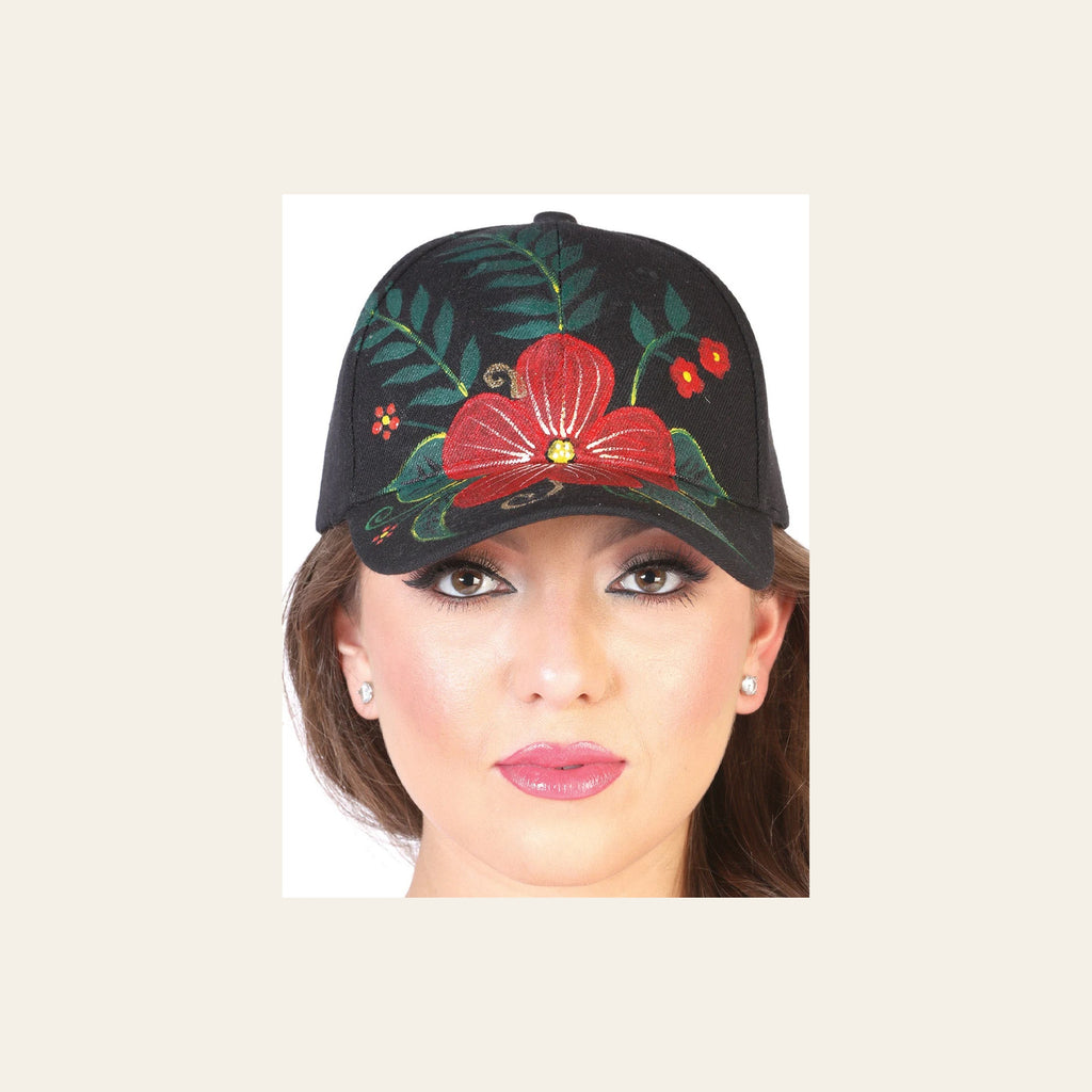 Artisanal Hand Painted Cap 60% Polyester, 40% Nailon Black 602670 on a warm cream background