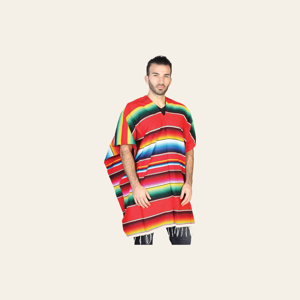 Artisanal Mexican Poncho 100% Acrylan Multicolor 602563 on a warm cream background