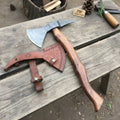 Damascus Bearded Spike Tomahawk with Forged Spike Poll