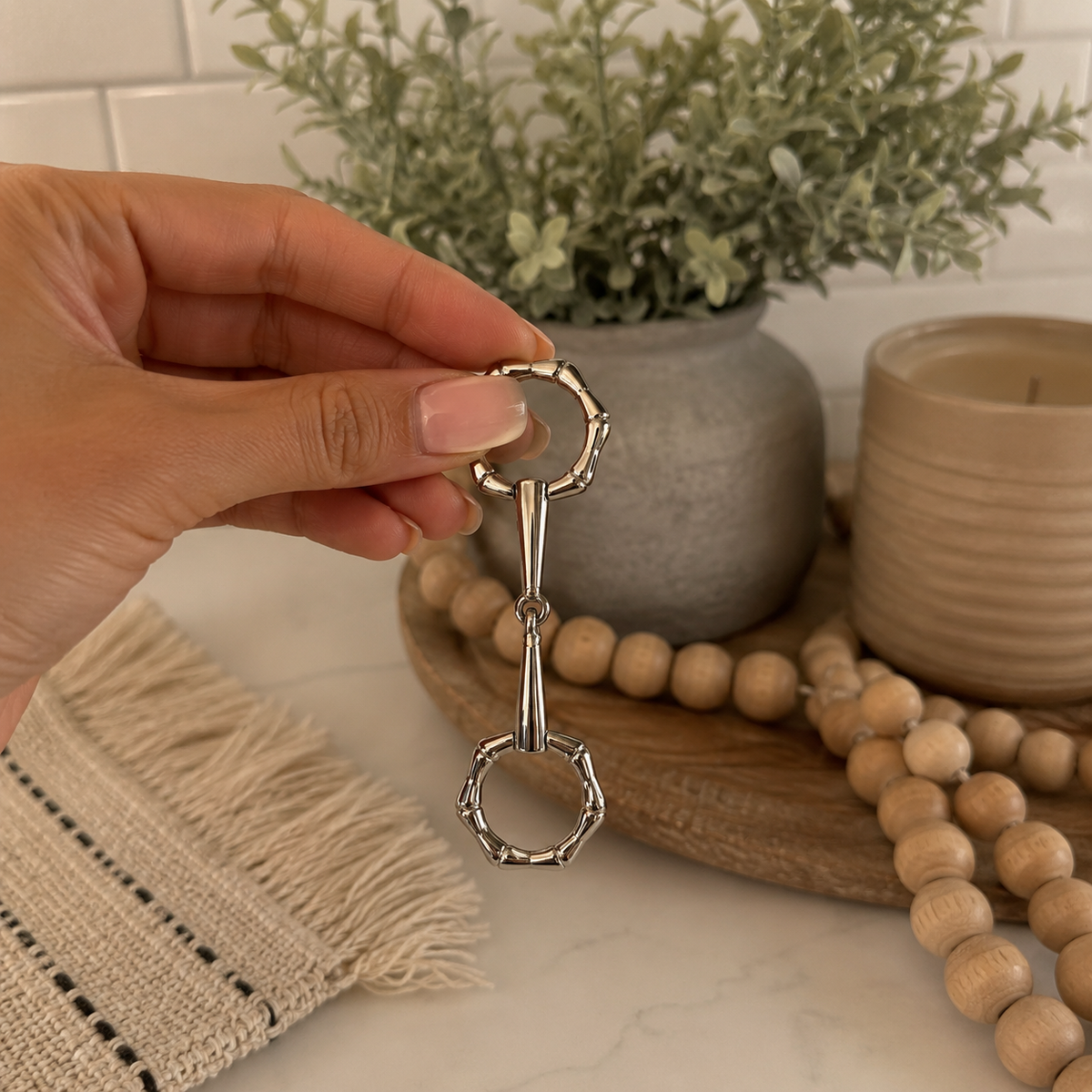 Skinny Mini Silver Hexagon Snaffle Bit Adapter #TWSN103